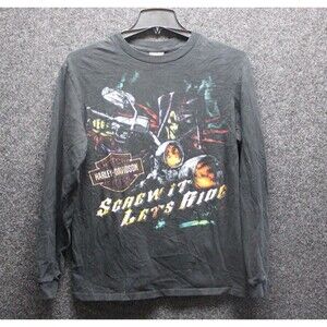 HARLEY DAVIDSON Long Sleeve Graphic T-Shirt Screw it Lets Ride Mens Size M